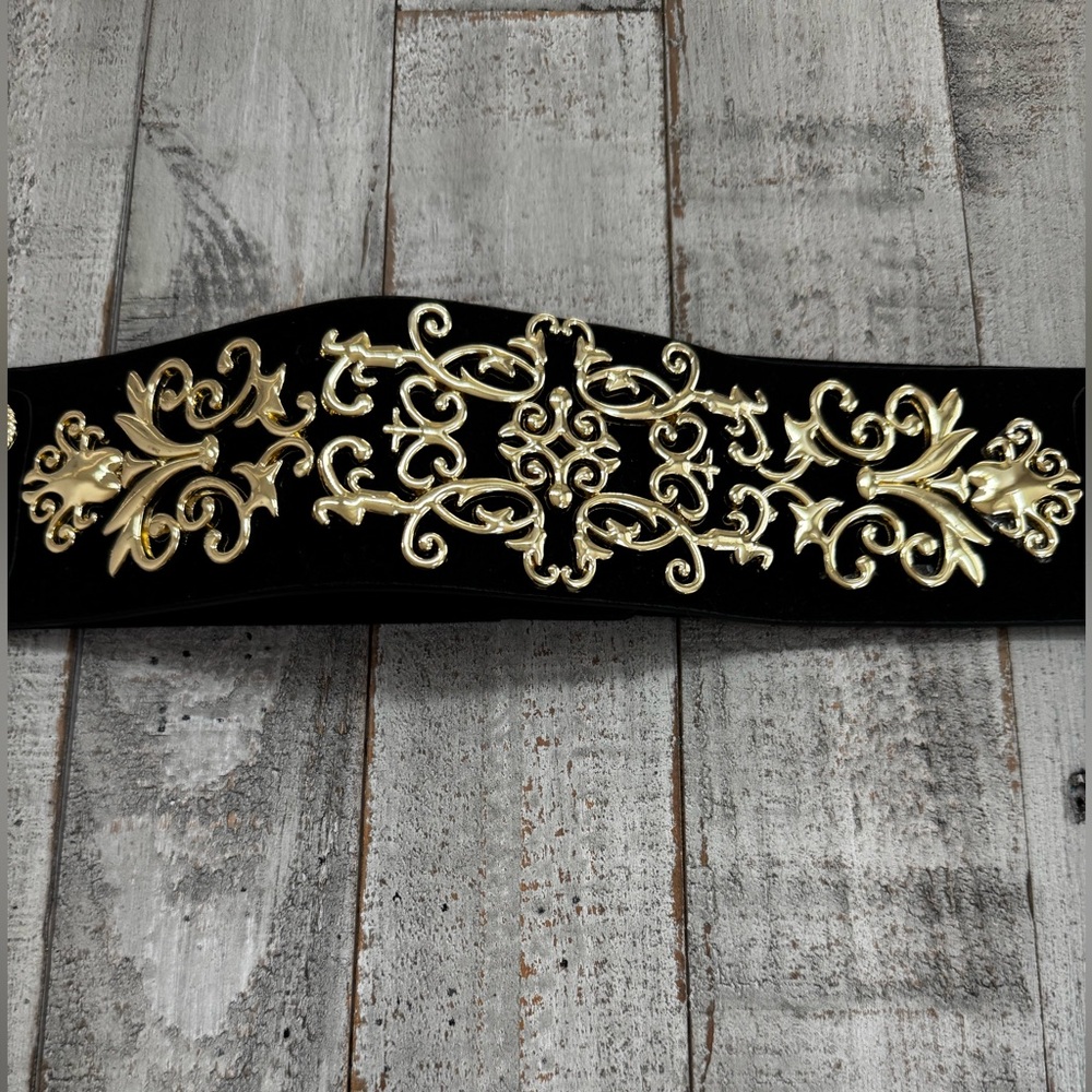 Elegant Black and Gold Stretchy Women's Belt - Picture 4 of 7